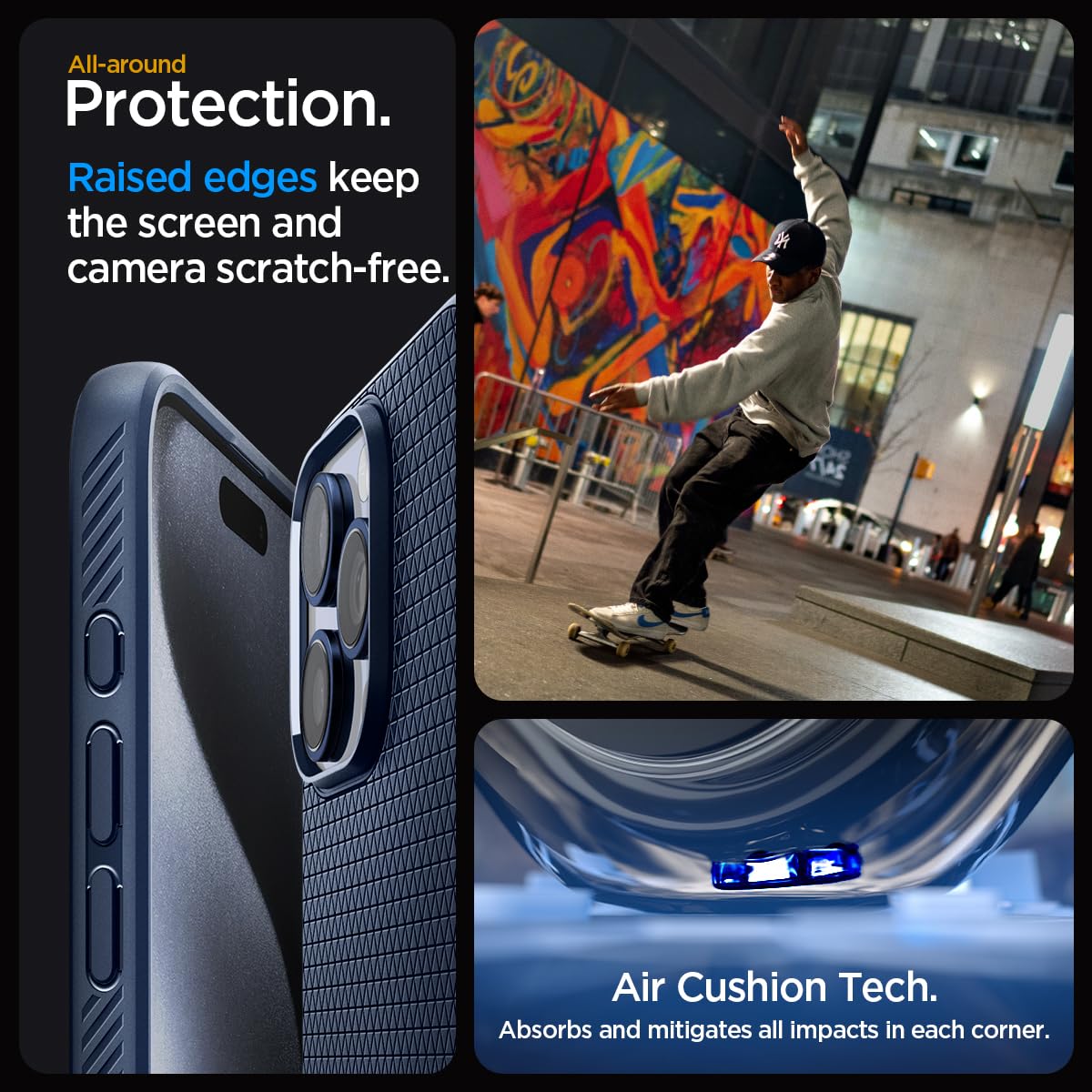 Navy Blue Liquid Air Back Cover Case Compatible with iPhone
