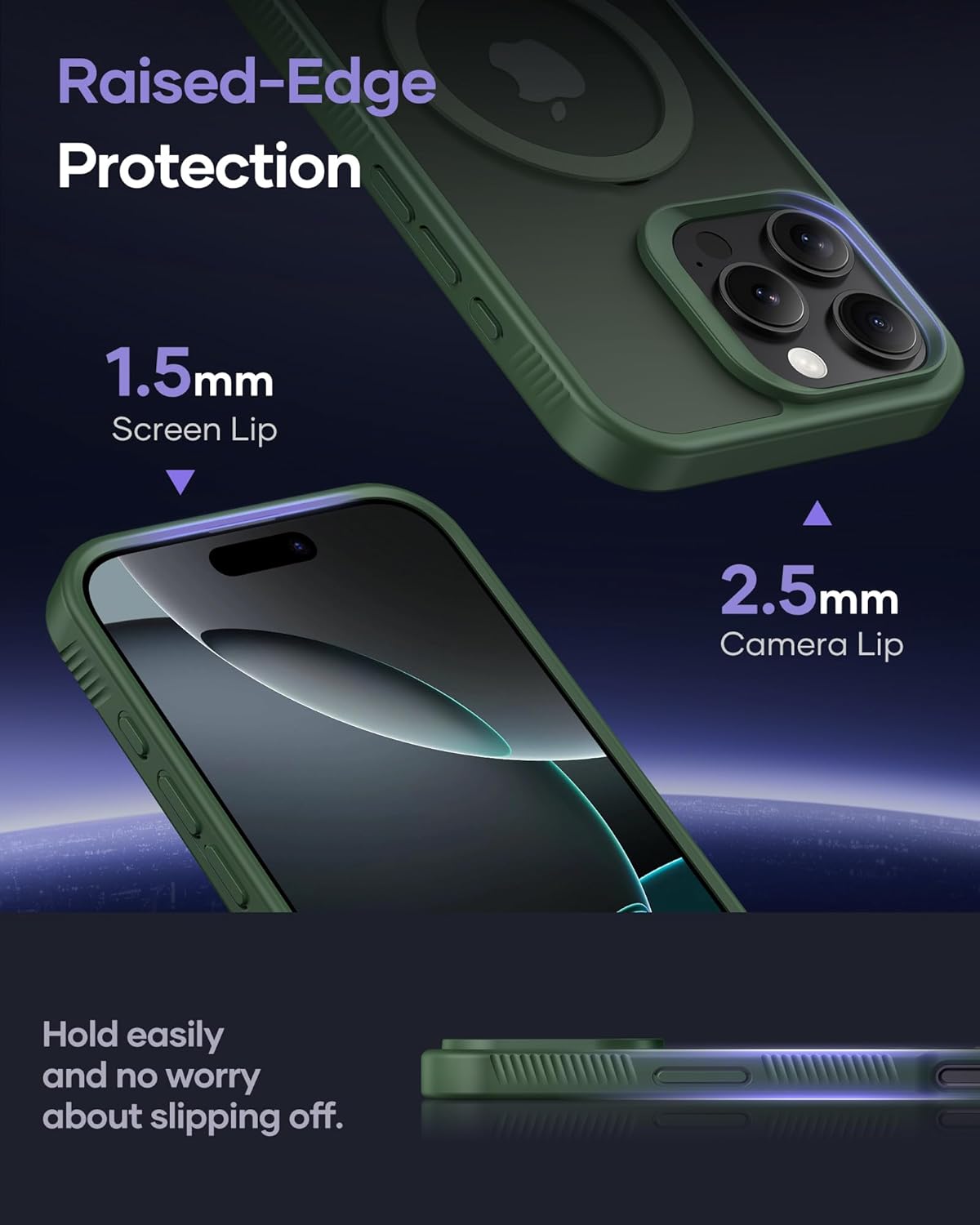 Magnetic Ring Kickstand, Shockproof Protective Back & Translucent Matte Slim Phone Cover for iPhone