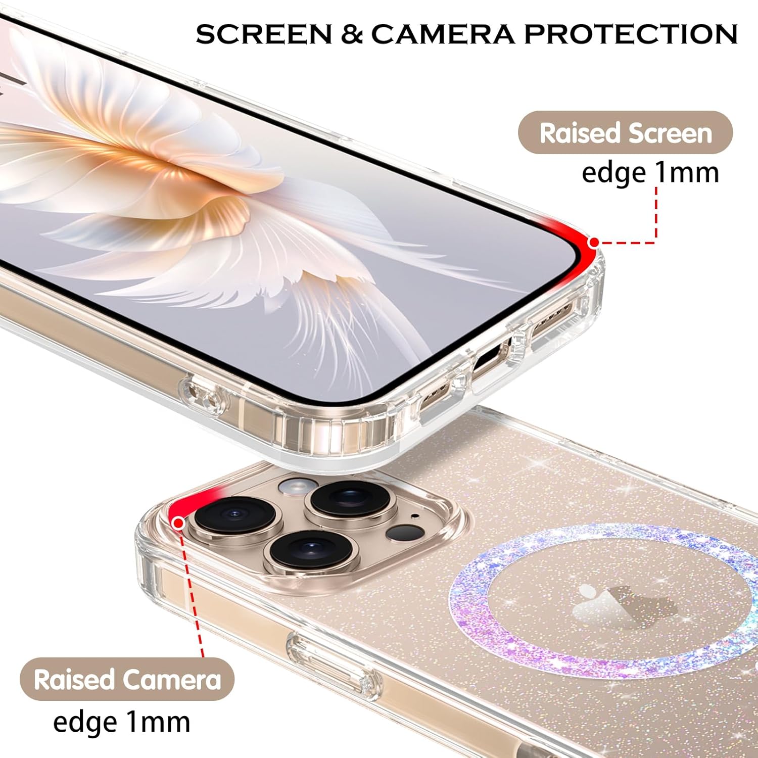 Compatible with Magsafe Sparkling Design Slim Anti-Fingerprint for iPhone