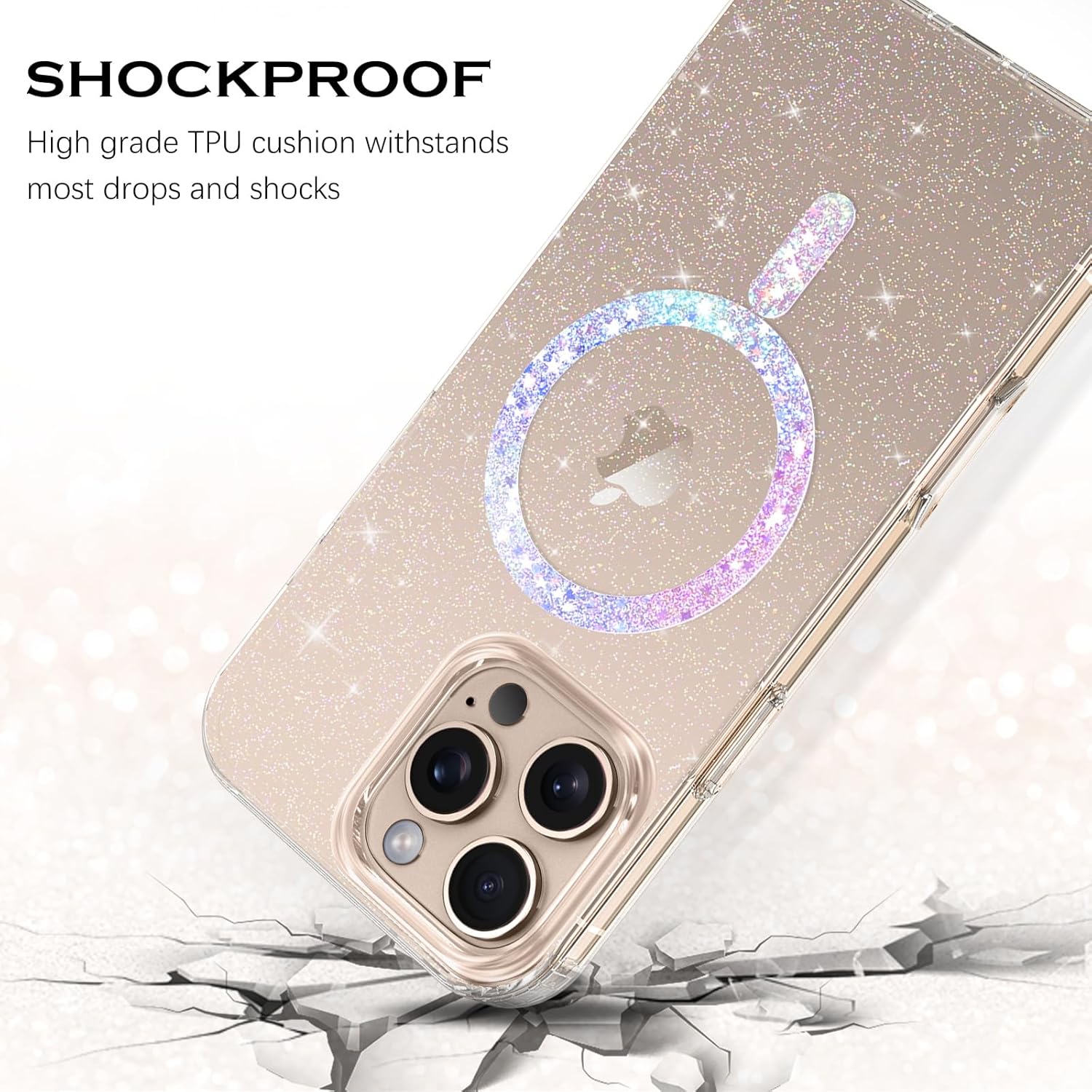 Compatible with Magsafe Sparkling Design Slim Anti-Fingerprint for iPhone