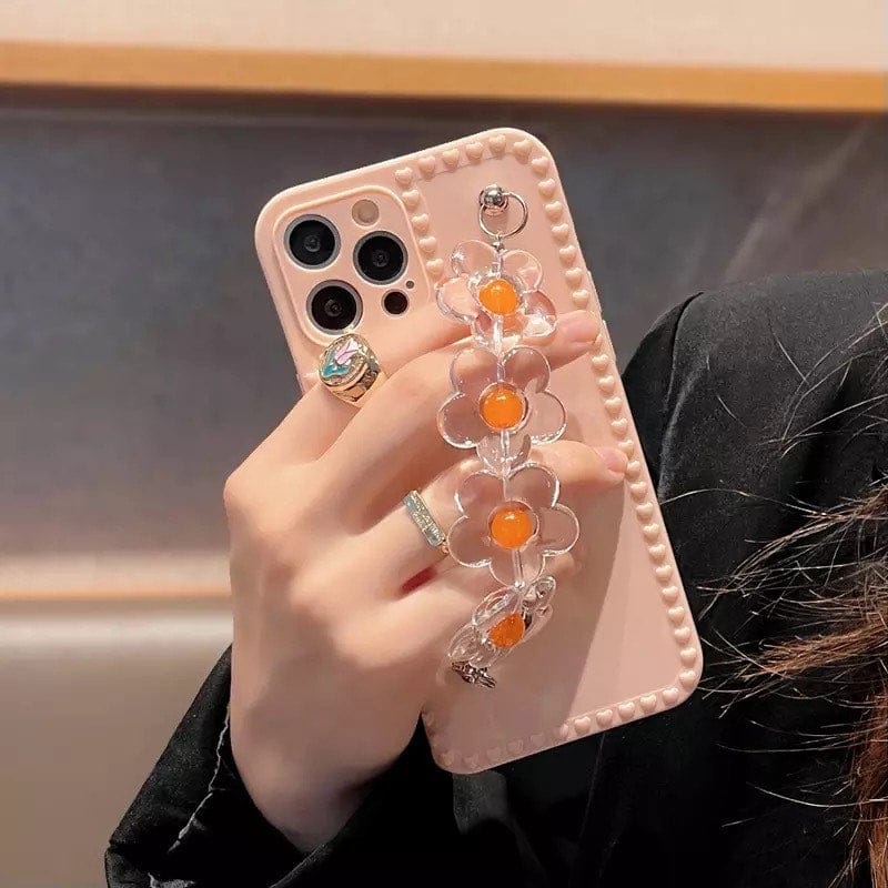 Peach Flower Chain Case For iPhone