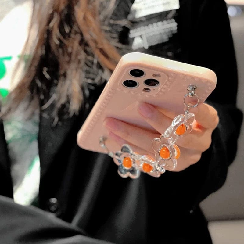 Peach Flower Chain Case For iPhone