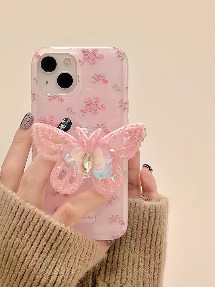 Exquisite Rose Garden Butterfly Case For iPhone