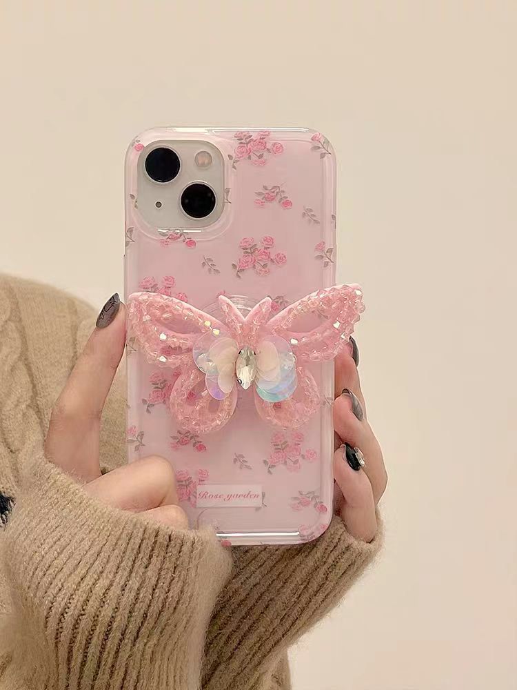 Exquisite Rose Garden Butterfly Case For iPhone