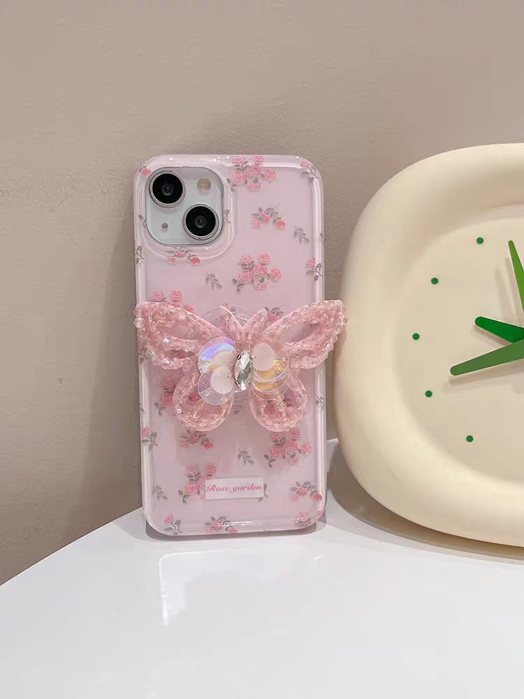 Exquisite Rose Garden Butterfly Case For iPhone