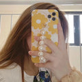 Yellow Floral Pearl Case For iPhone
