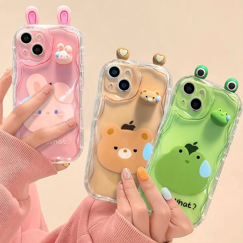 Transparent Cute 3D WHAT Cover For iPhone