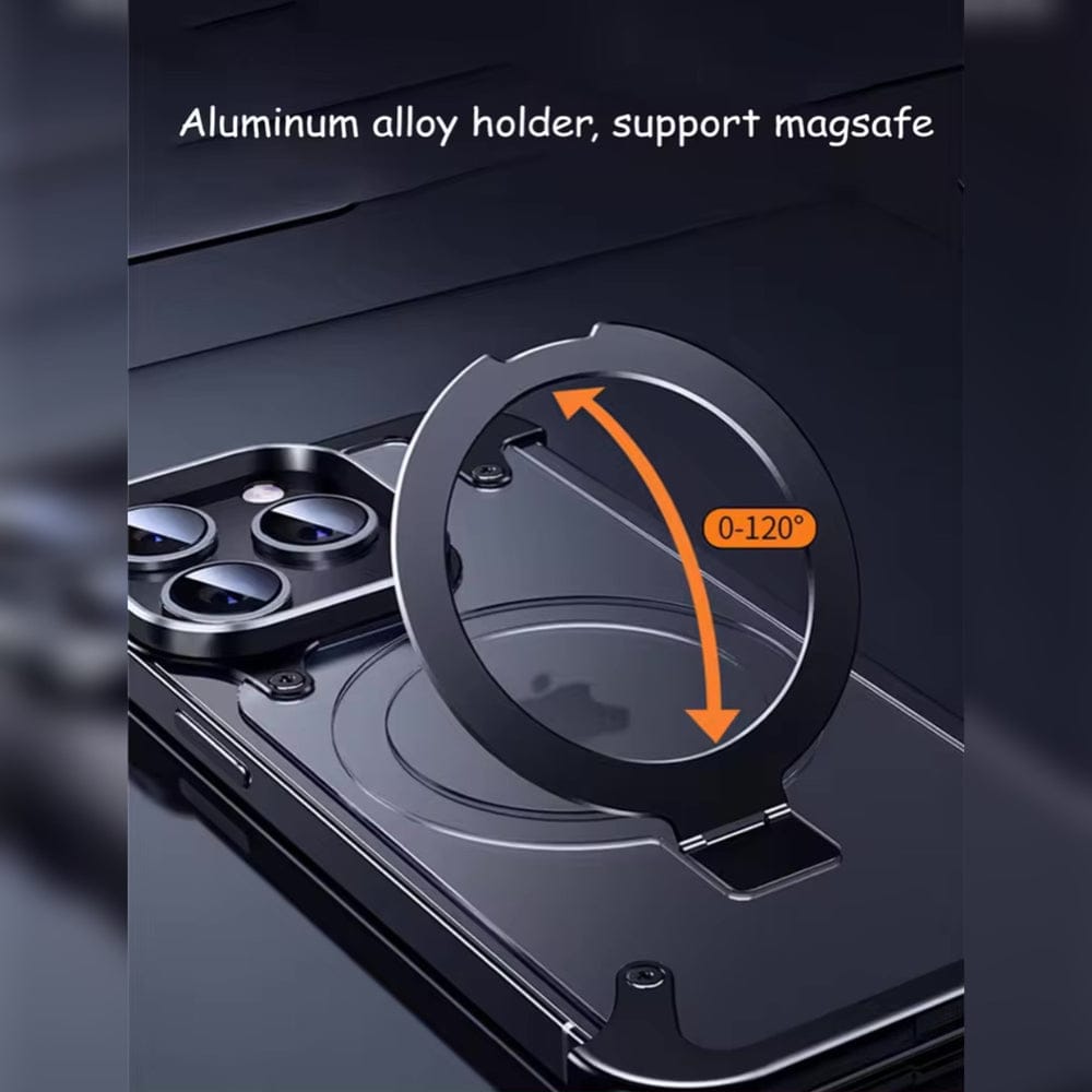 Metal Frameless Armoured Case with Kickstand For iPhone
