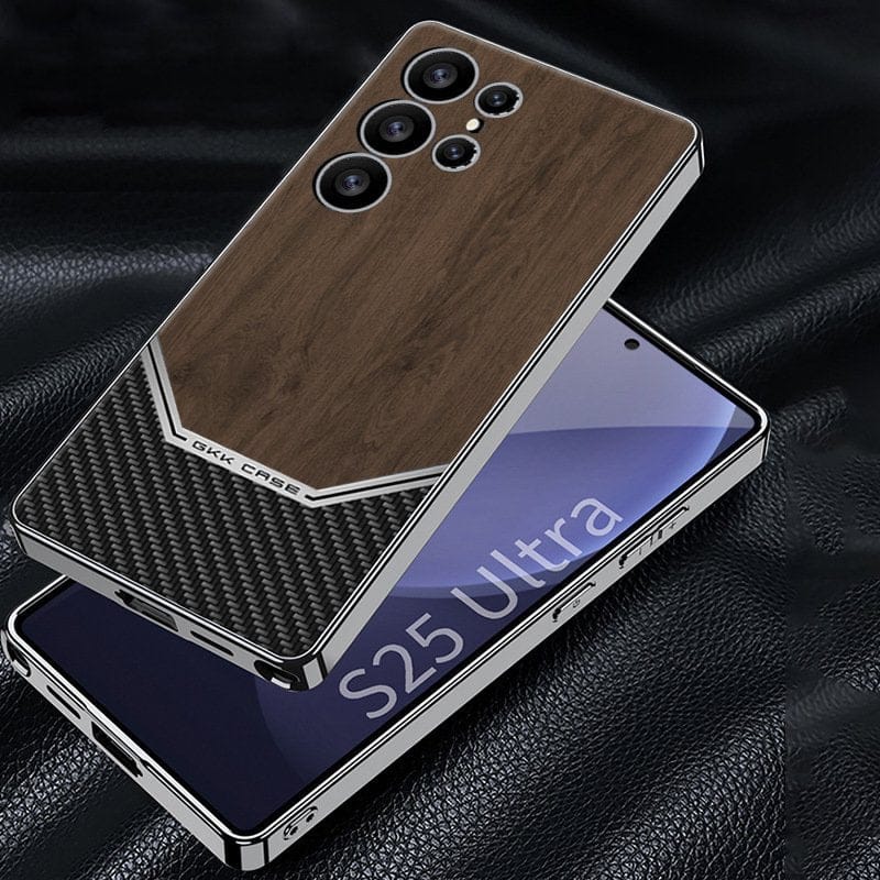 Luxurious Leather Wood Grain Texture Case - Samsung
