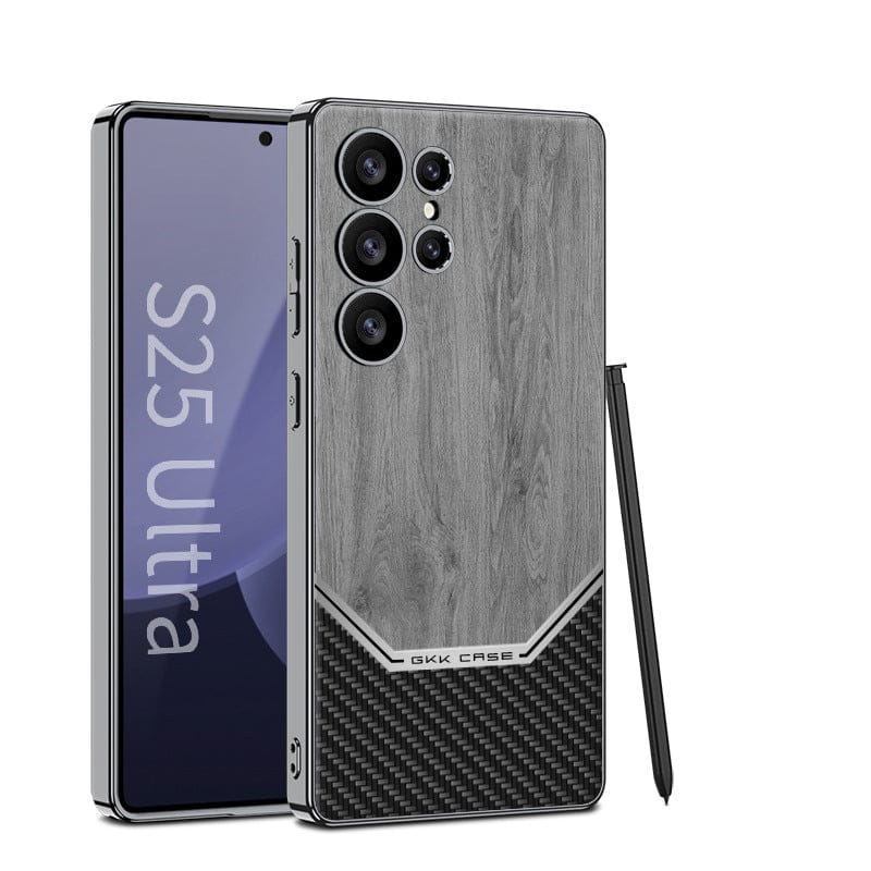 Luxurious Leather Wood Grain Texture Case - Samsung