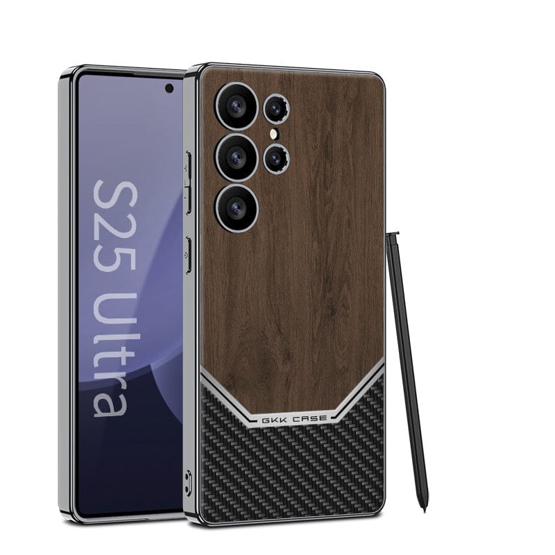 Luxurious Leather Wood Grain Texture Case - Samsung
