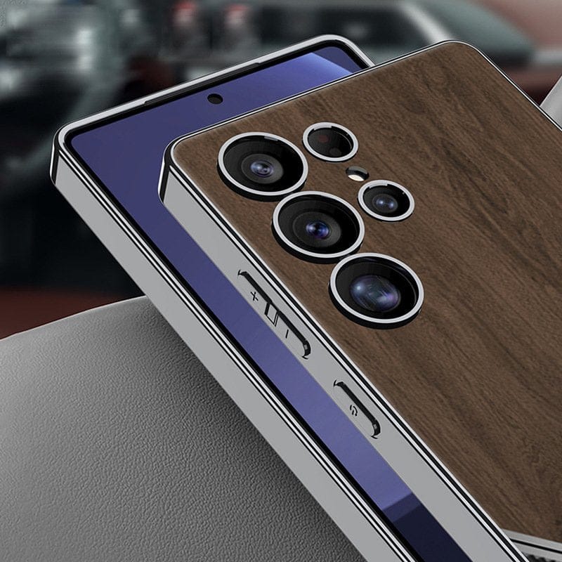 Luxurious Leather Wood Grain Texture Case - Samsung