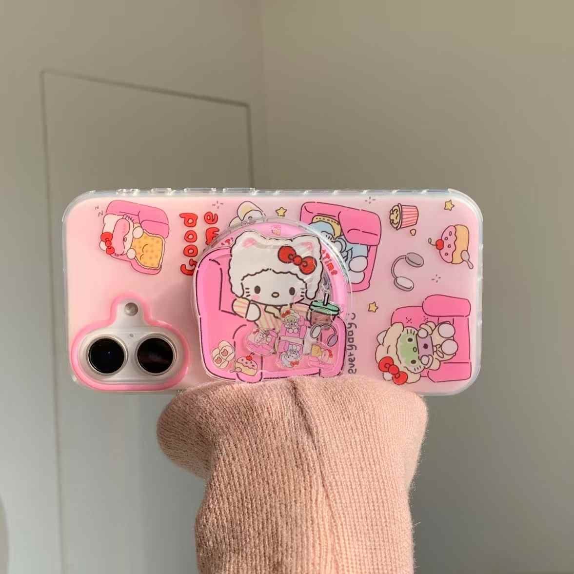 Kitty Sitting On Chair Silicon iPhone Case With Magsafe Holder