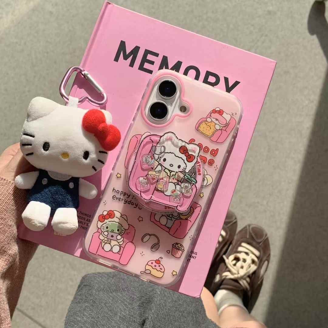 Kitty Sitting On Chair Silicon iPhone Case With Magsafe Holder