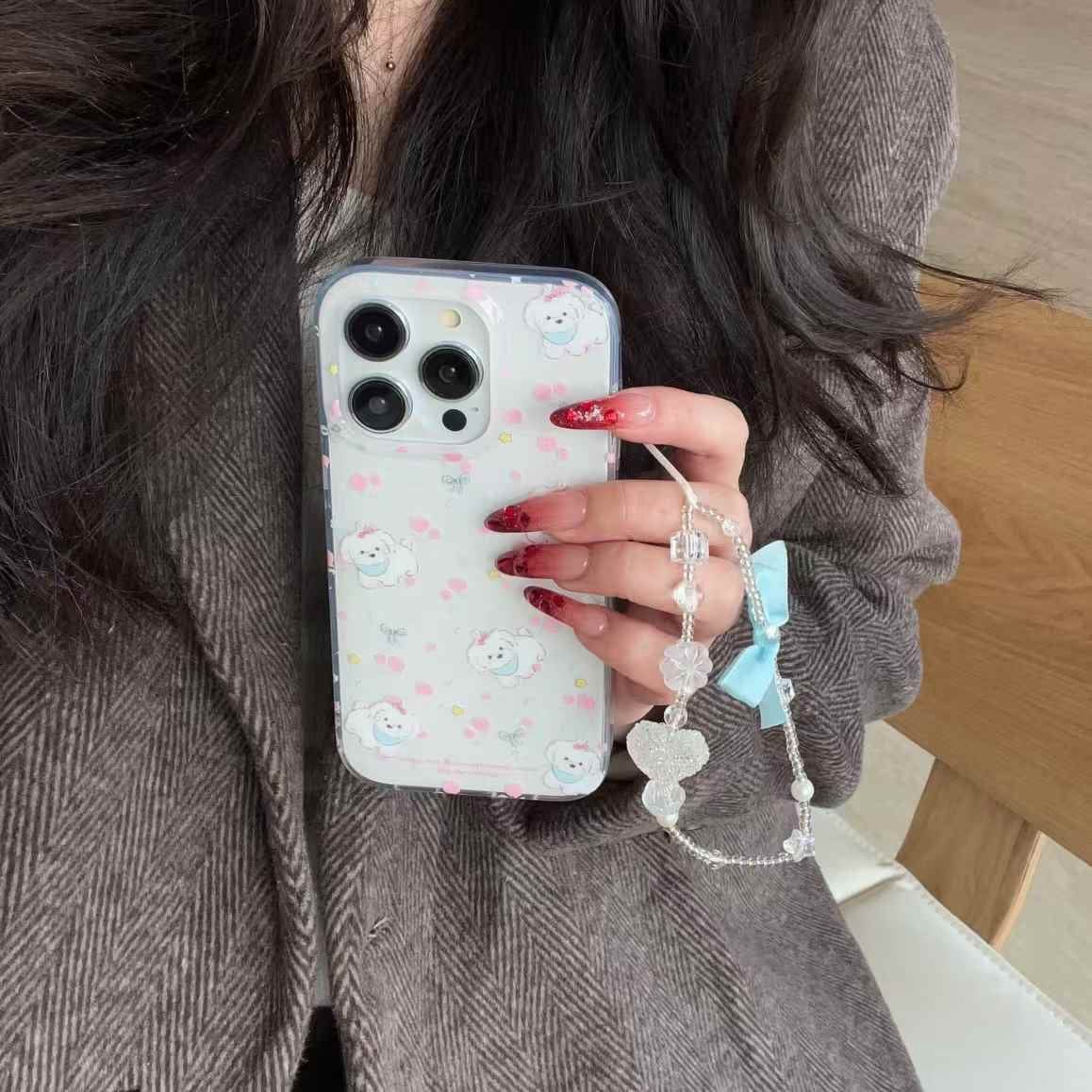 Baby Puppy Silicon Case For iPhone With Bow Charm