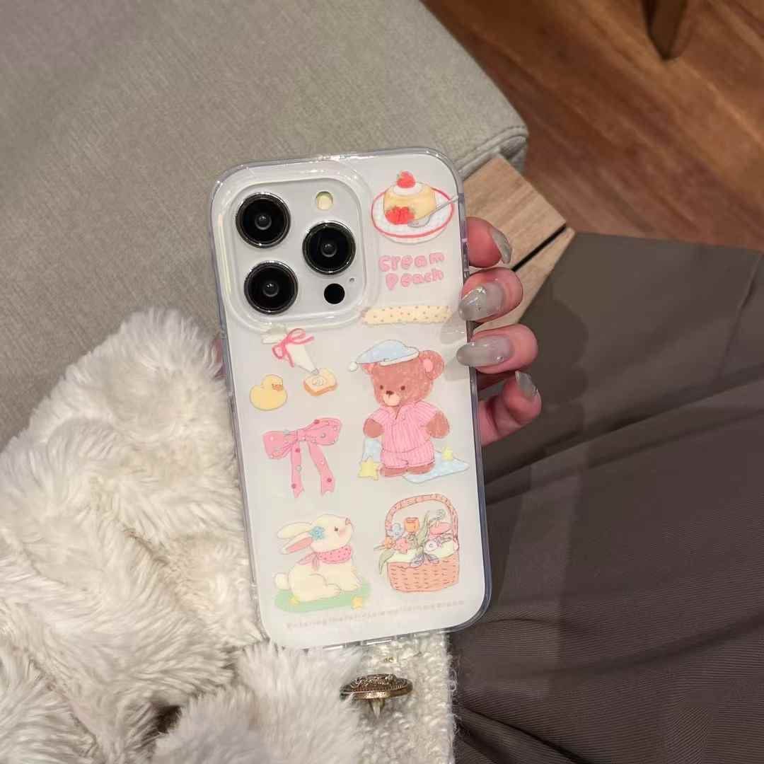 Cute Cartoon Silicon Case For iPhone With Charm