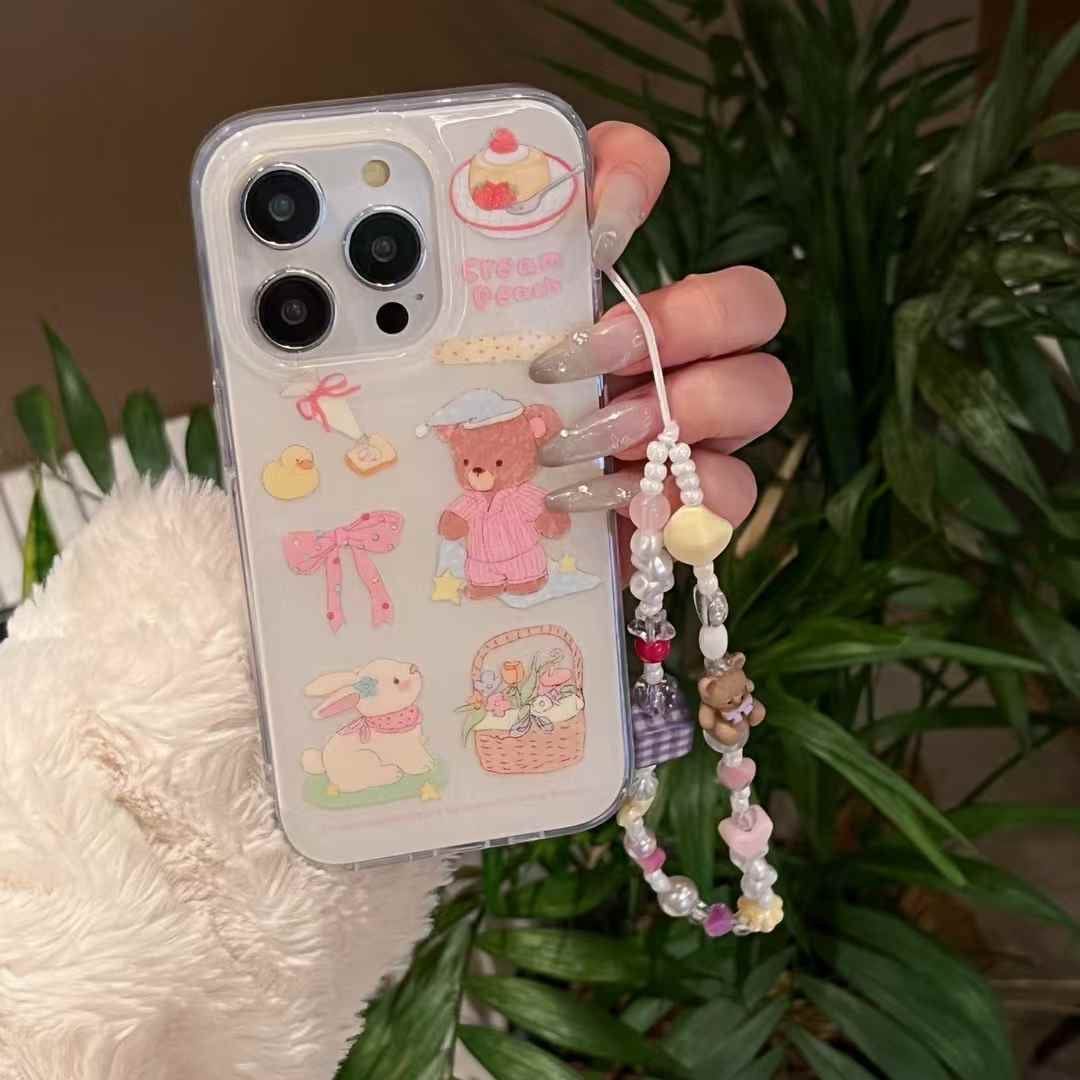 Cute Cartoon Silicon Case For iPhone With Charm
