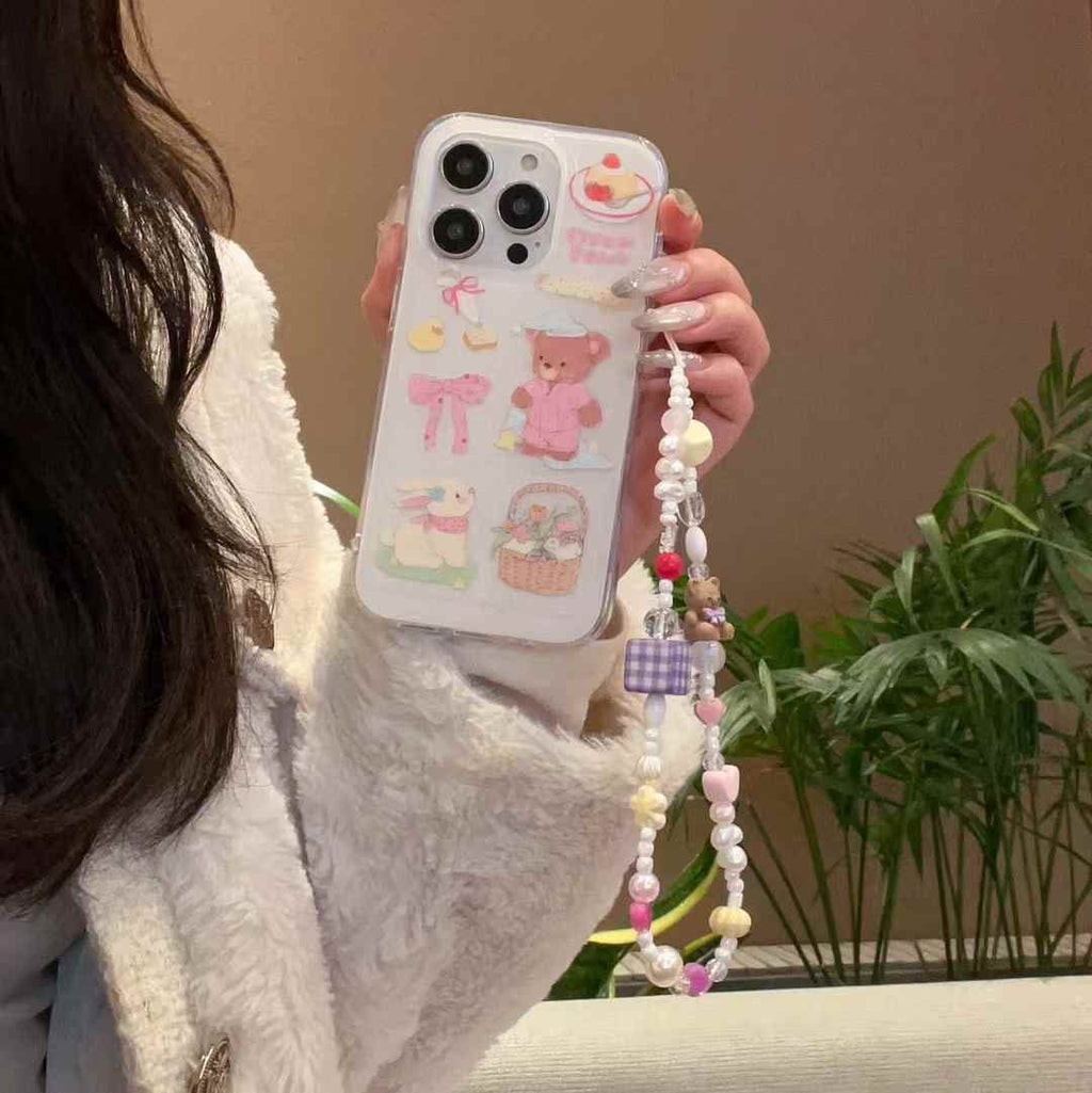 Cute Cartoon Silicon Case For iPhone With Charm