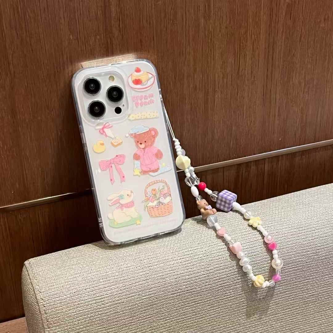 Cute Cartoon Silicon Case For iPhone With Charm