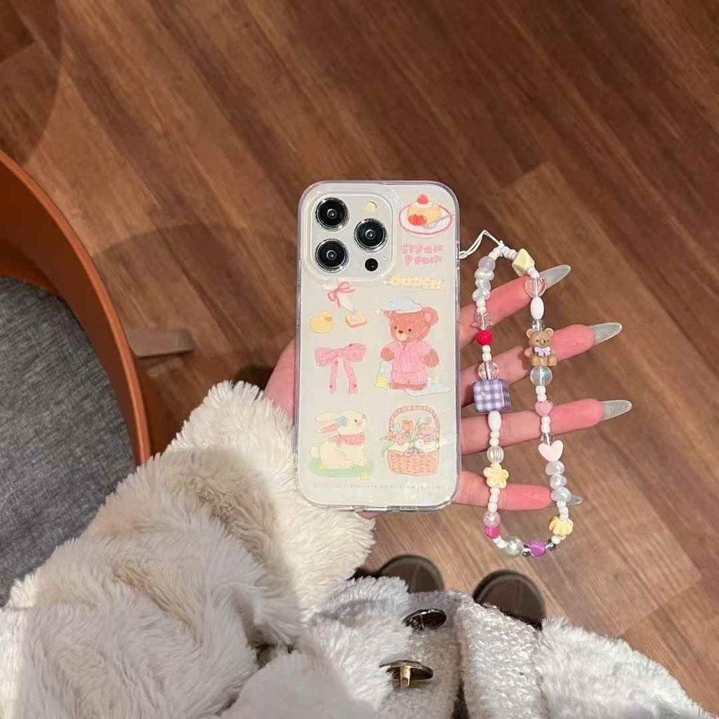 Cute Cartoon Silicon Case For iPhone With Charm