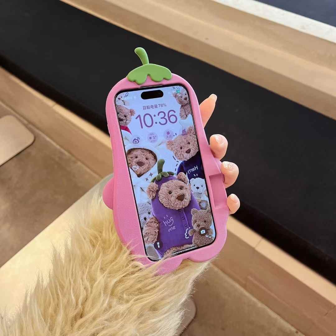 Bear Brinjal Silicon Case For iPhone