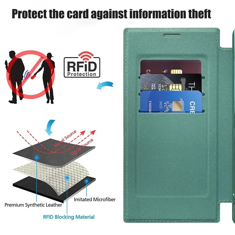 Magnetic Genuine Leather Flip Magsafe Case - Samsung