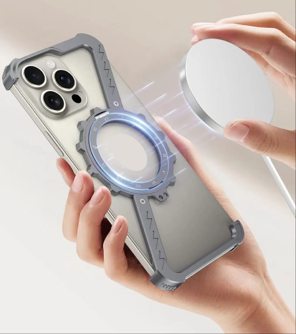 Z-Shape Gear Metal Magnetic Holder Case For iPhone