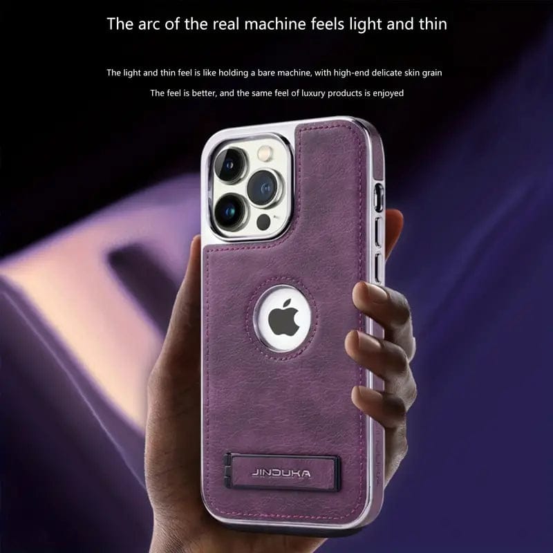 Exclusive Leather Bracket Holder Case For iPhone