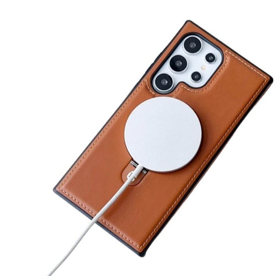 Luxe Leather Magnetic Ring Holder Case For Samsung