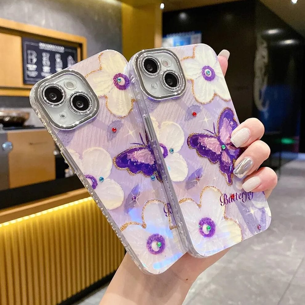 Butterfly Pearl Adorned Phone Case For iPhone