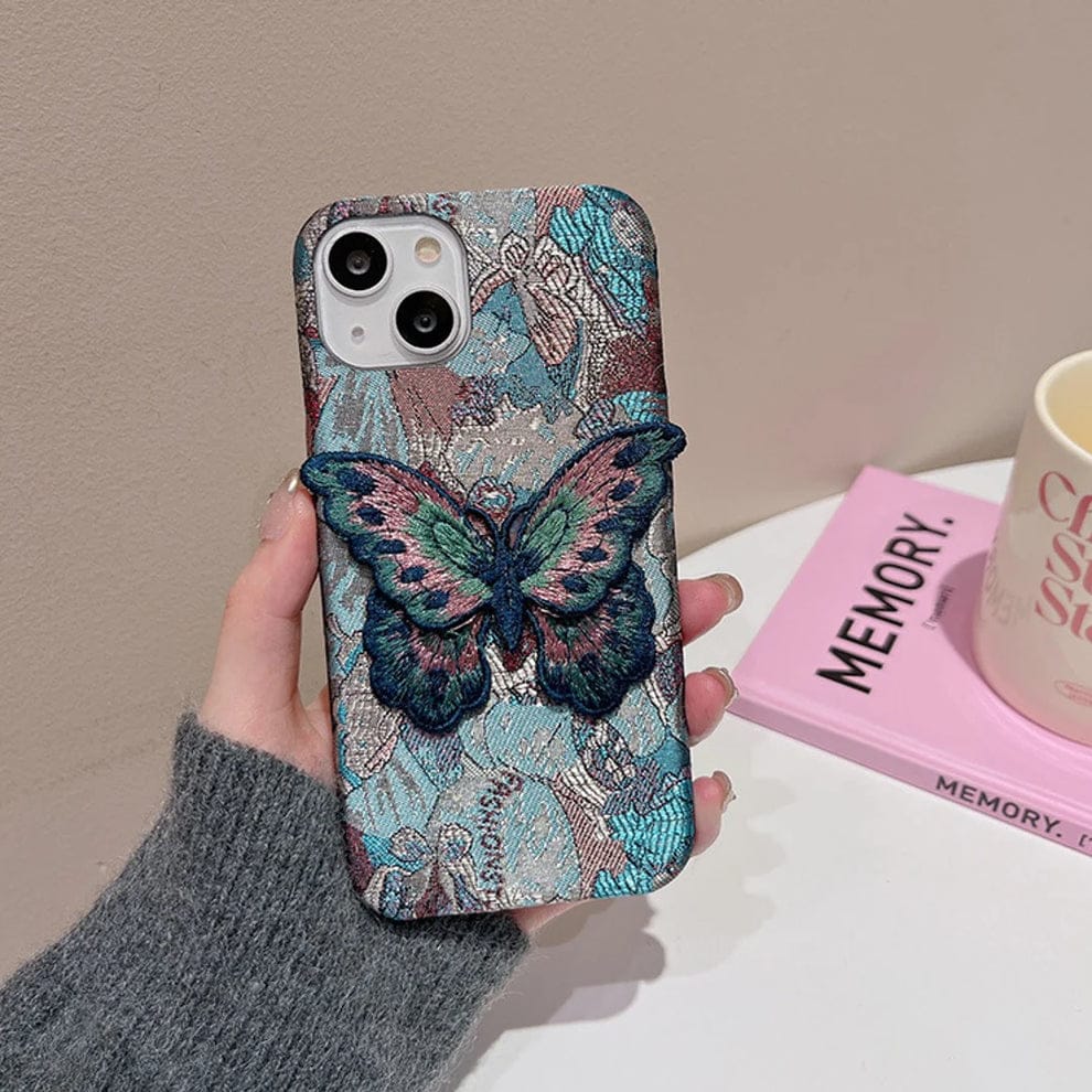 Butterfly Embroidery Luxe Case For iPhone