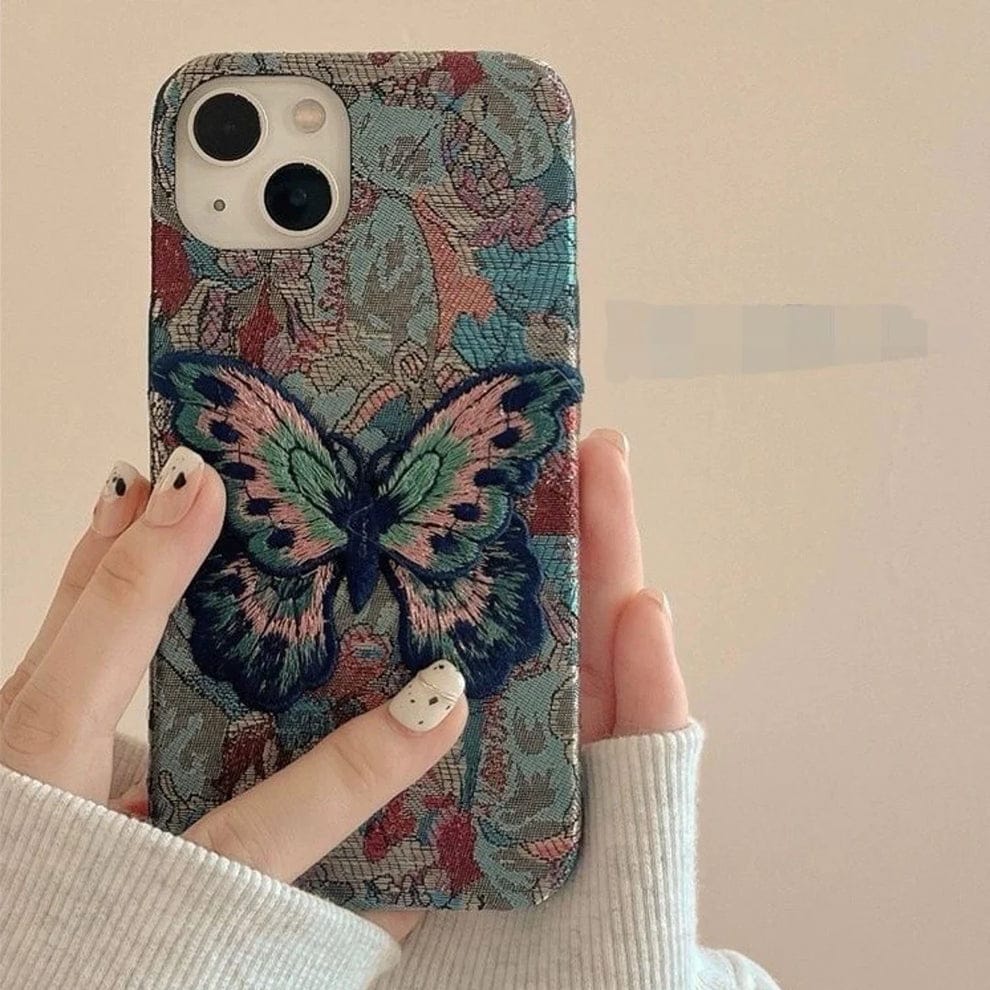 Butterfly Embroidery Luxe Case For iPhone