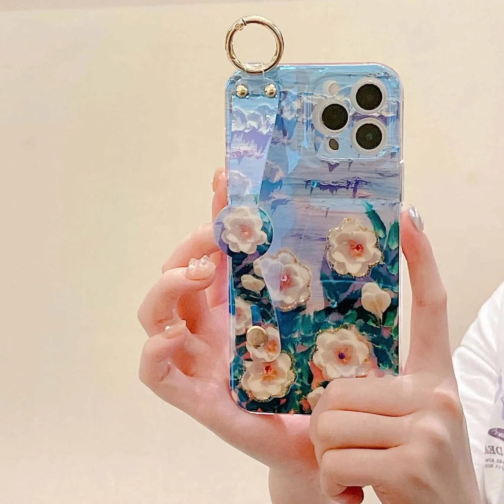 Blossom Grip Camellia Phone Holder Case For iPhone