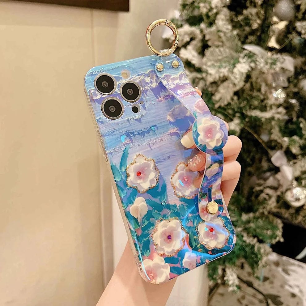 Blossom Grip Camellia Phone Holder Case For iPhone