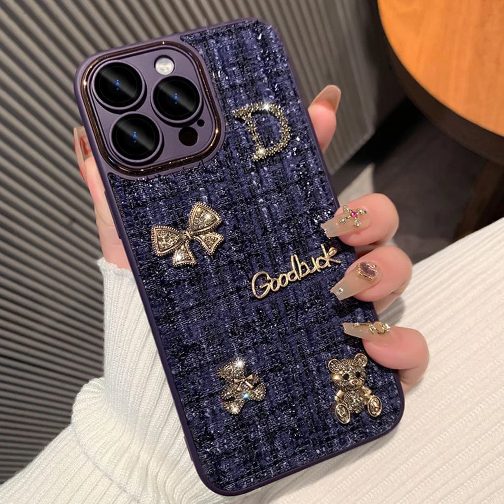 Bear Bling Cloth Texture Case For iPhone
