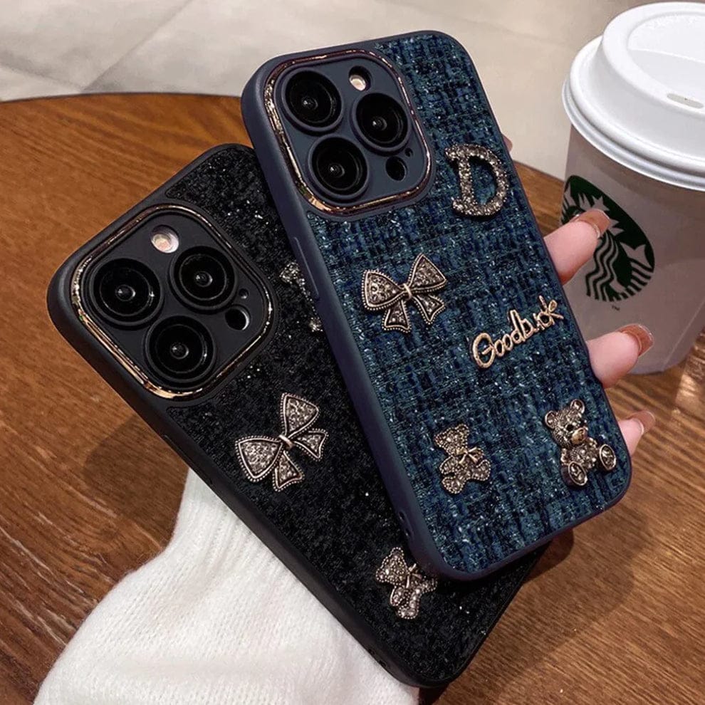 Bear Bling Cloth Texture Case For iPhone