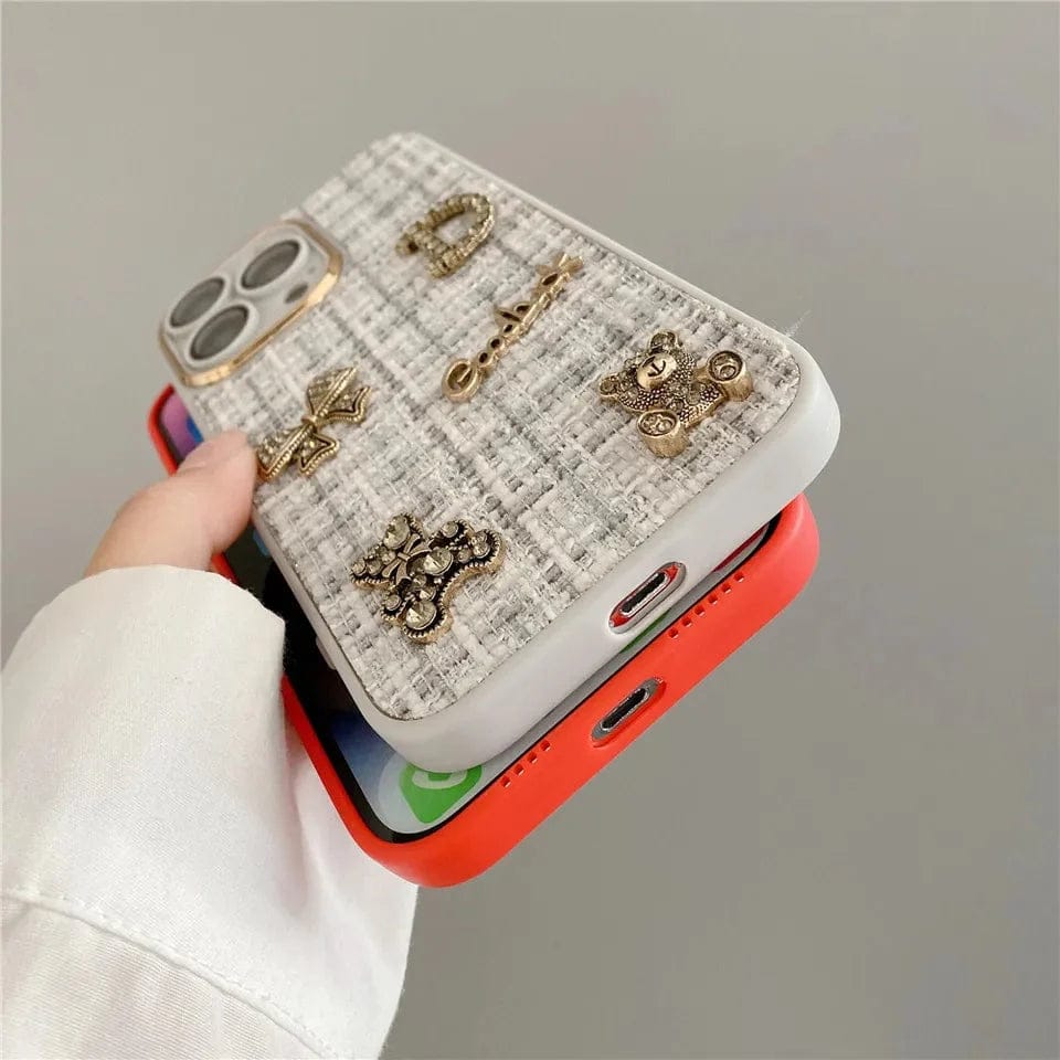 Bear Bling Cloth Texture Case For iPhone