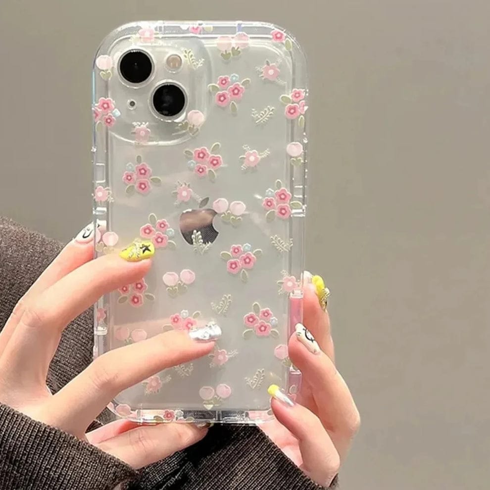 Cute Korean Floral Phone Gripper Case For iPhone