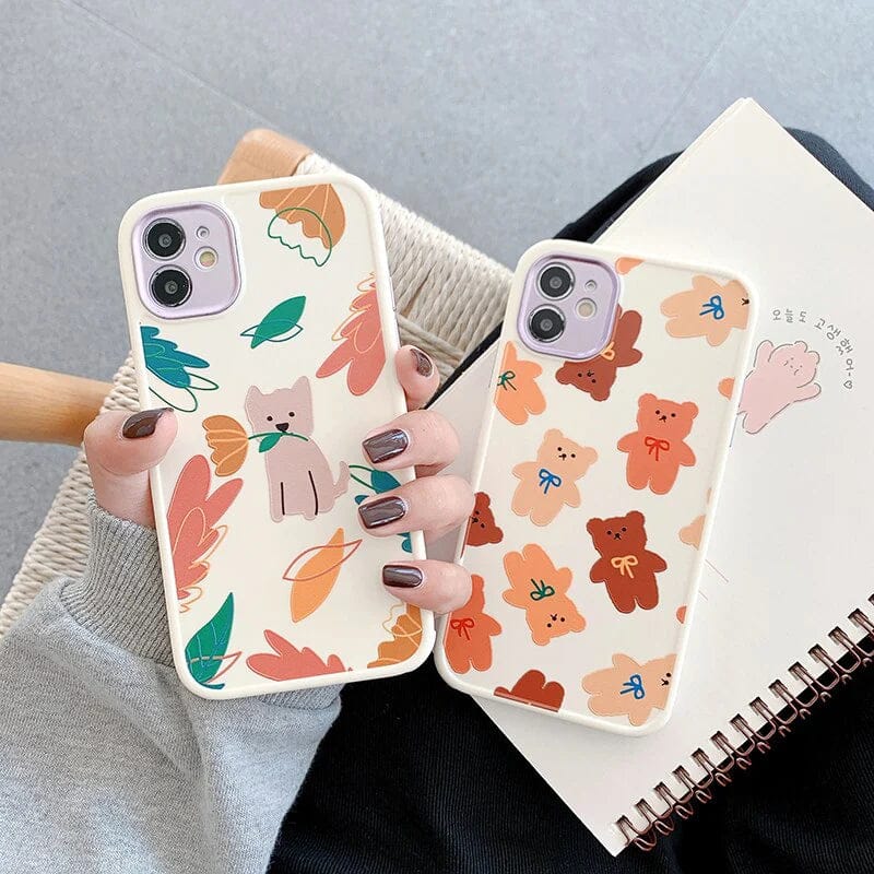 Cartoon Print Silicone Case with Camera Protection Case For iPhone