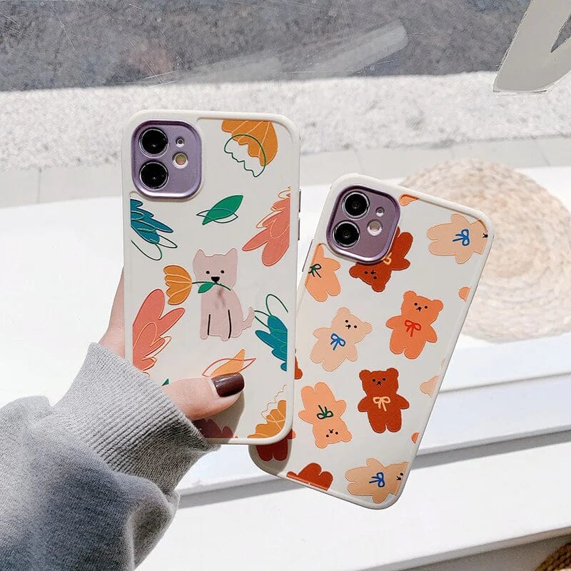 Cartoon Print Silicone Case with Camera Protection Case For iPhone