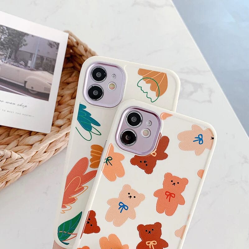 Cartoon Print Silicone Case with Camera Protection Case For iPhone