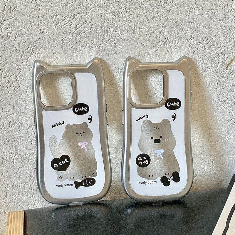 Whimsical Silver Plated Puppy Ears Case For iPhone