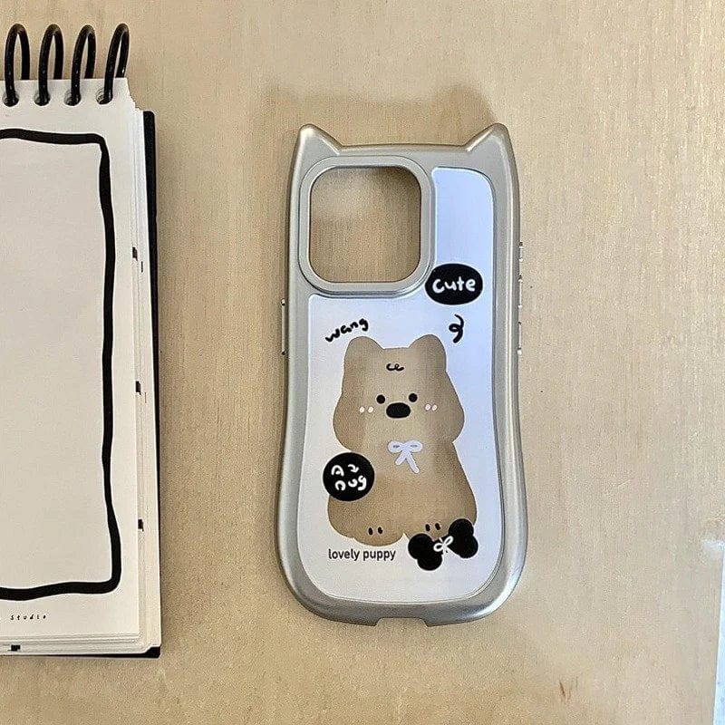 Whimsical Silver Plated Puppy Ears Case For iPhone