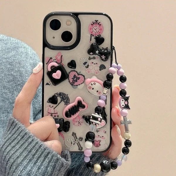 Whimsical 3D Kitty Cartoon Case with Charm For iPhone