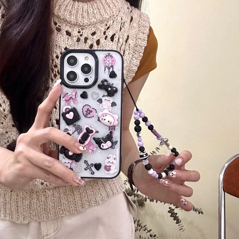Whimsical 3D Kitty Cartoon Case with Charm For iPhone