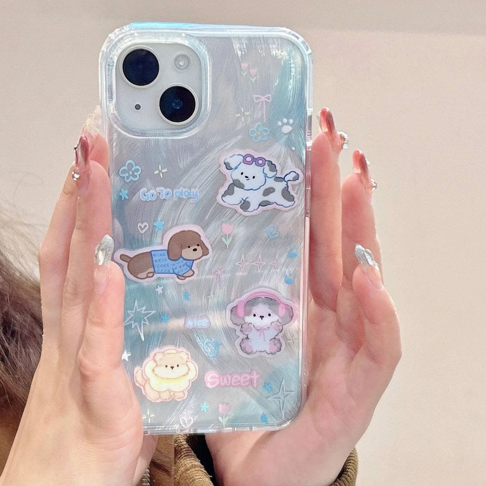 Sparkling Starry Pup Glimmer Case With AirPods Pro Case For iPhone