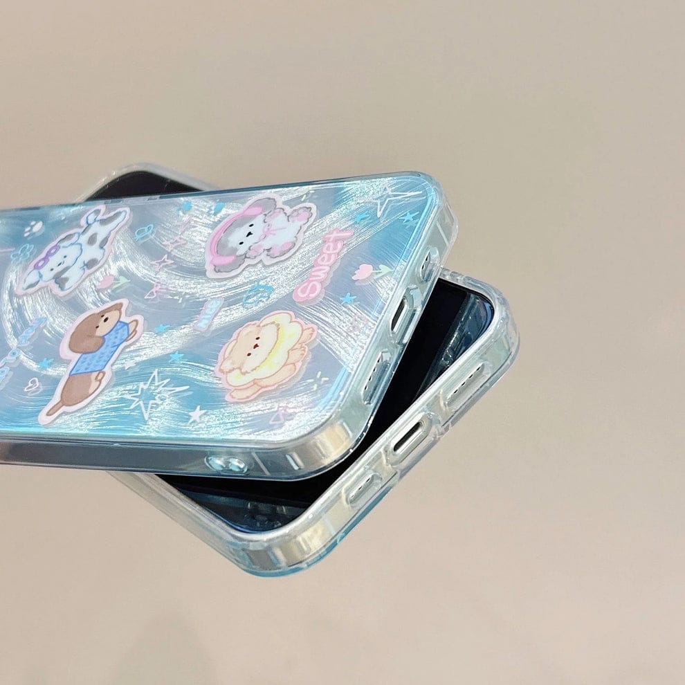 Sparkling Starry Pup Glimmer Case With AirPods Pro Case For iPhone