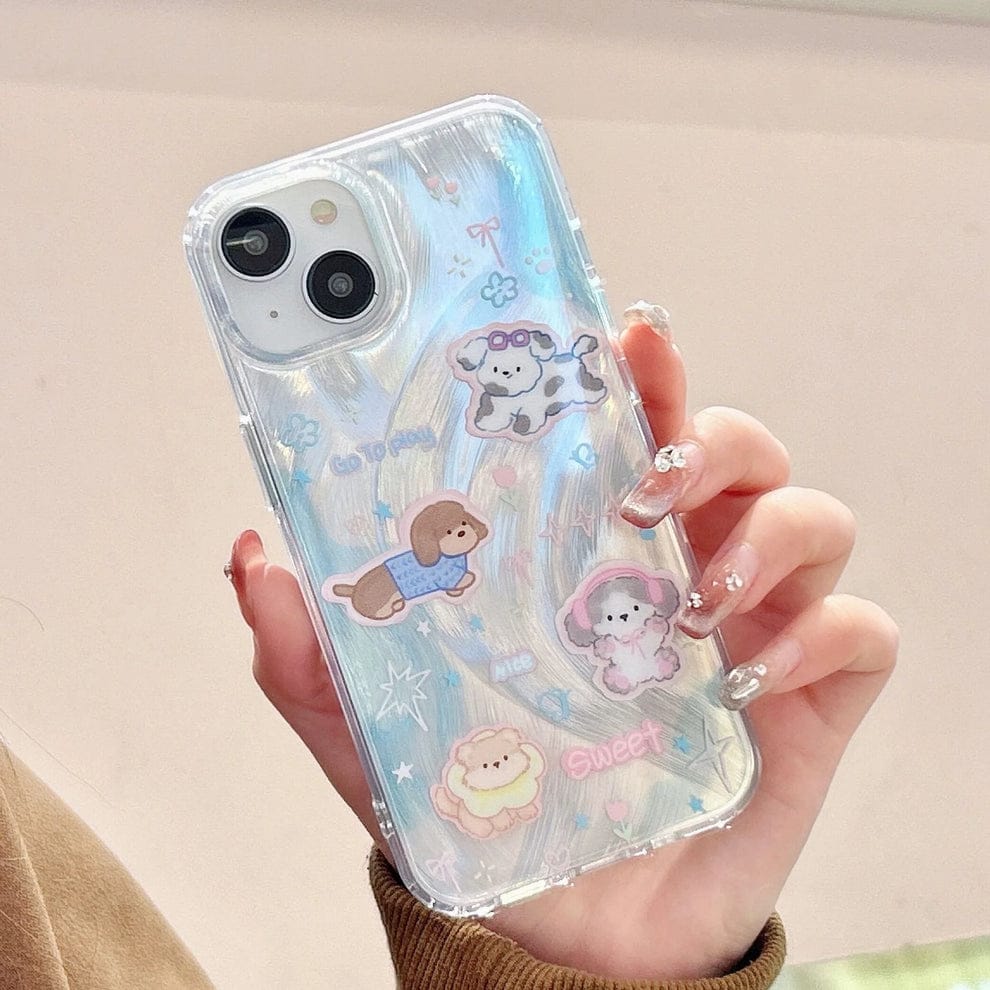 Sparkling Starry Pup Glimmer Case With AirPods Pro Case For iPhone