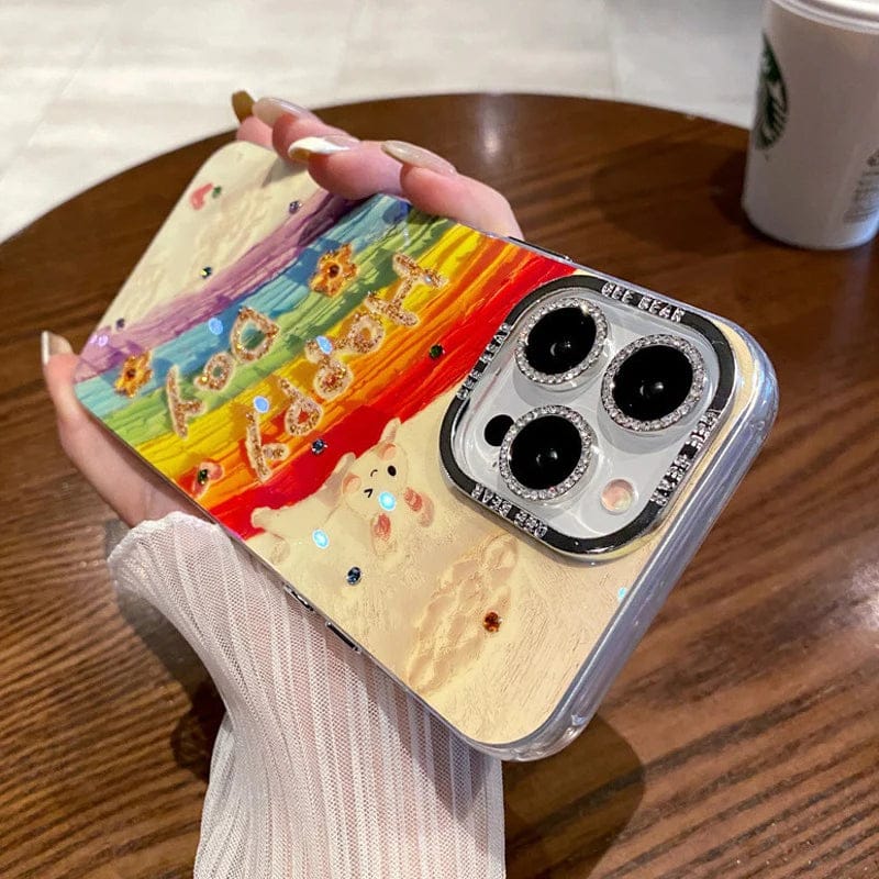 Rainbow Rabbit Oil Painting Case For iPhone