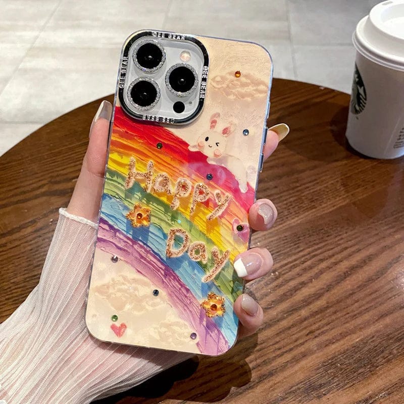 Rainbow Rabbit Oil Painting Case For iPhone